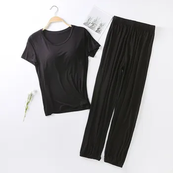 

Autumn Women's Plus Size Padded Homewear Modal Home Clothes Lounge Wear Female Fall Soft Pajamas with Pants Home Suit