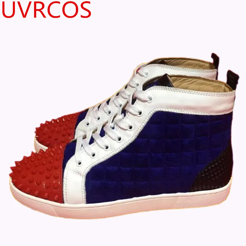 Mixed Color Spring Red Rivet High Top So Cool Casual Shoes Men 2021