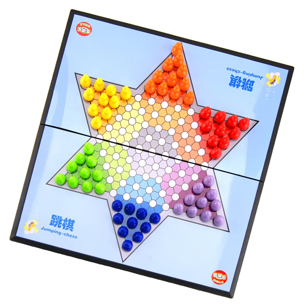 Pocket \u0026 Foldable Chessboard, Halma With 60 Chess Pieces, Board Games For Children And Friends