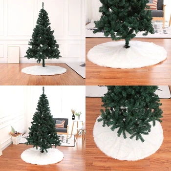 

White Christmas Tree Skirt Ornament Plush Carpet Floor Mat Base Cover Xmas Decor