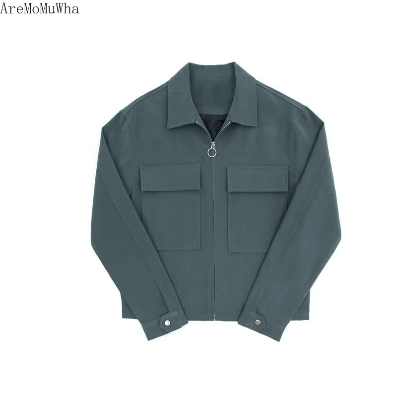 AreMoMuWha Men's Autumn New Jacket Korean Version of The Trend Handsome Jacket Casual Loose Wild Clothes Mens Jacket QX1363