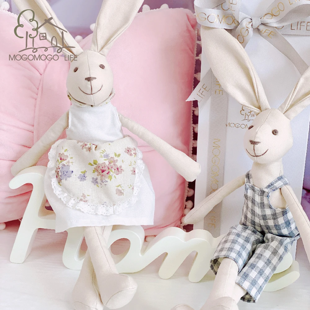 Peluche Conejo De Lino Con Pantalón - 35 Cm - Suave Y Decorativo - Regalo Para Niños