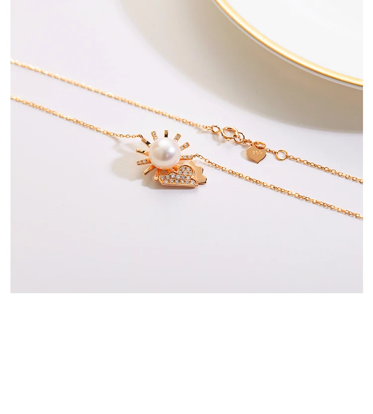 Chic& Charms 9K& 14K Настоящее розовое золото натуральный жемчуг бриллиантовое ожерелье дизайн индивидуальные женские ювелирные изделия