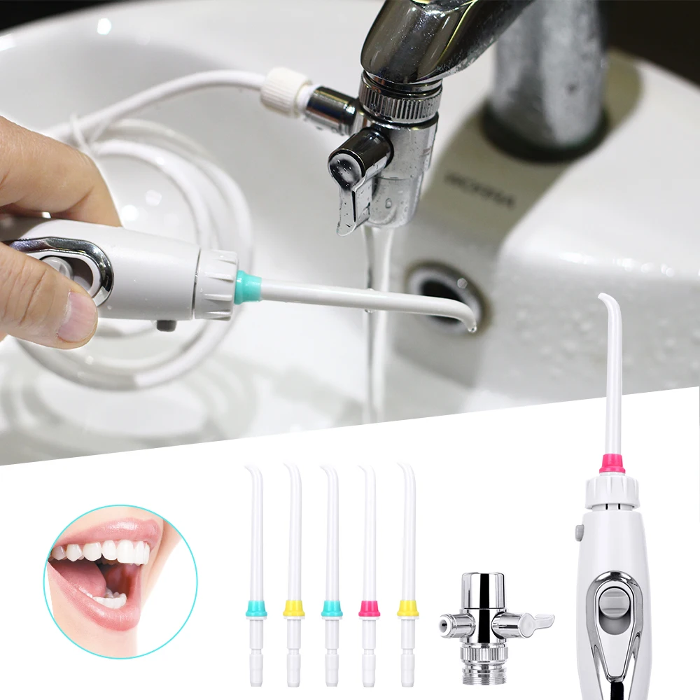 Irrigador de chorro Oral de agua a presión, 6 puntas, interruptor familiar,  limpiador Dental, cepillo Interdental, limpiador de dientes diario -  AliExpress