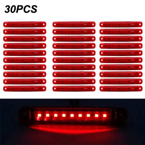 30pcs red 12/24V 9 SMD светодиодный красный+ белый+ желтый+ зеленый+ синий авто шины грузовик боковой габаритный фонарь СВЕТОДИОДНЫЙ трейлер светильник задняя сторона лампы - Цвет: 30pcs red