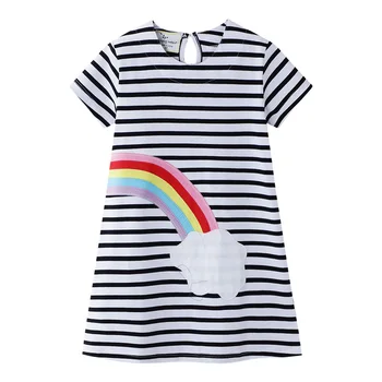 

Hot sale cotton stripe rainbow boutique baby dress 2020 summer girl dress