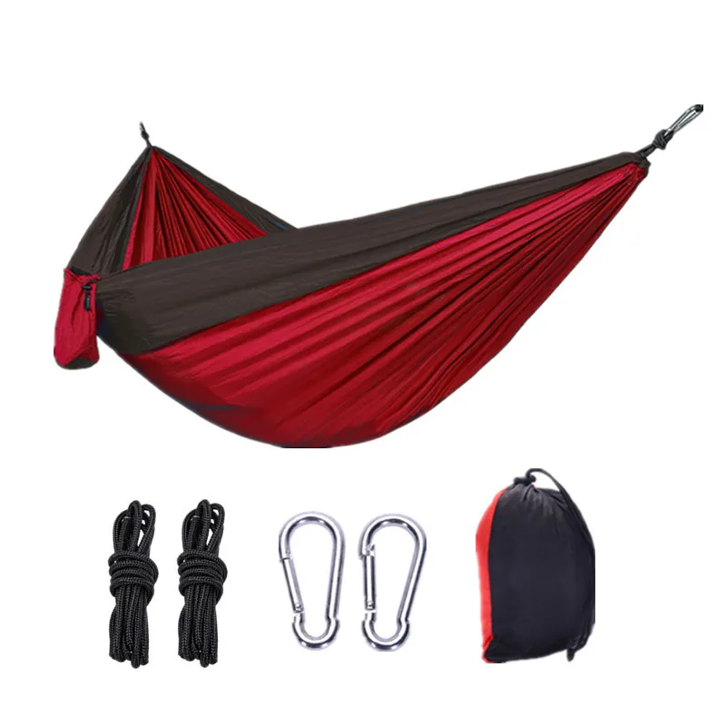 

Double Hammock Outdoor Camping Ultralight Portable Nylon Woven Parachute Cloth Color Matching Hammock Camp Equipment Sleeping