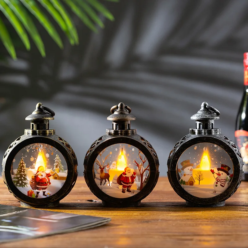 Lanterne LED Noël Vintage - Décoration Métallique Rouge Avec Effet Flamme - 8,3 X 12,6 Cm - 5