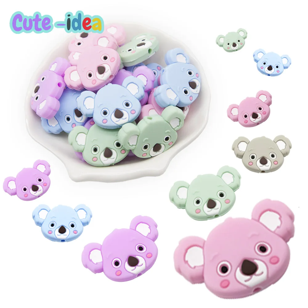 

Cute-Idea Koala Beads 10pcs Toddle Soft Baby Product Teething Food Grade Handmade chew beads nursing Accessory teether BPA Free