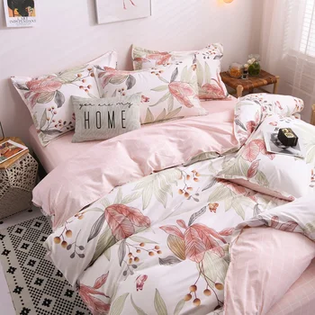 

Thumbedding King Size Bedding Set Fruit Romantic Pink Girls Duvet Cover Leaves Queen Full Twin Single Unique Design Bed Set