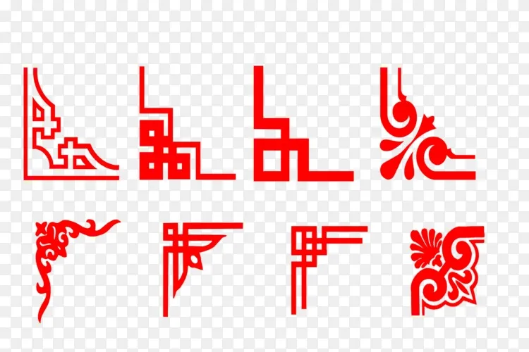 农历新年传统节假日对联 新年红角框花纹装饰图案png图片素材免费下载 图片编号 Png素材网