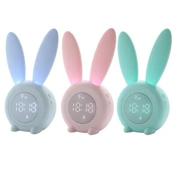 

Cute Rabbit-shaped Digital Alarm Clock With LED Sound Night Light Function Touch Control And 2000mAh Rechargeable Alarm Clock