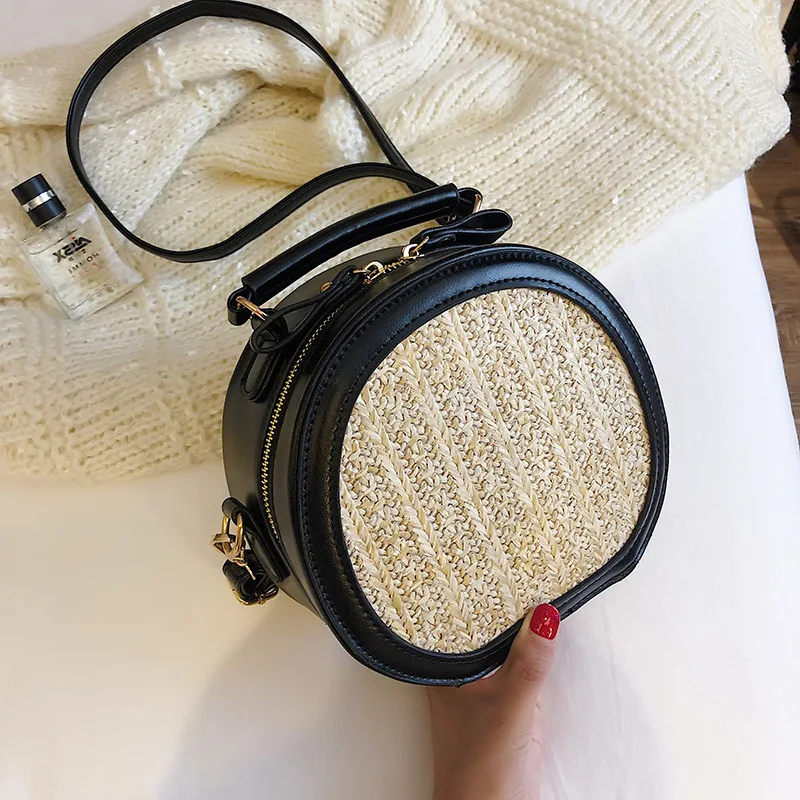 

Fairy Bag INS Super Fire Straw Small round Bag 2019 Korean-style Contrast Color Western Style WOMEN'S Bag Crossbody Bag Bags
