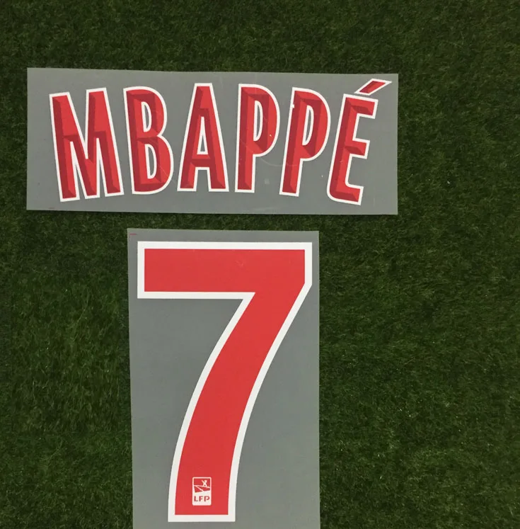 MBAPPE#7 Nameset#10 NEYMAR JR имя номер Ligue 1 Чемпион патч+ значок OOREDOO