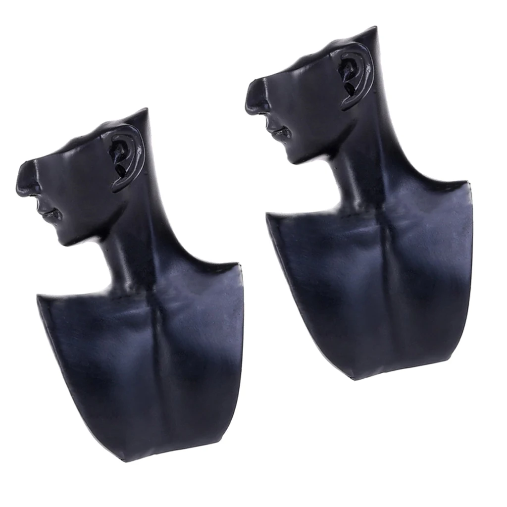 2 Pieces Female Fashion Jewelry Head Mannequin Bust Display, Resin Material, Black