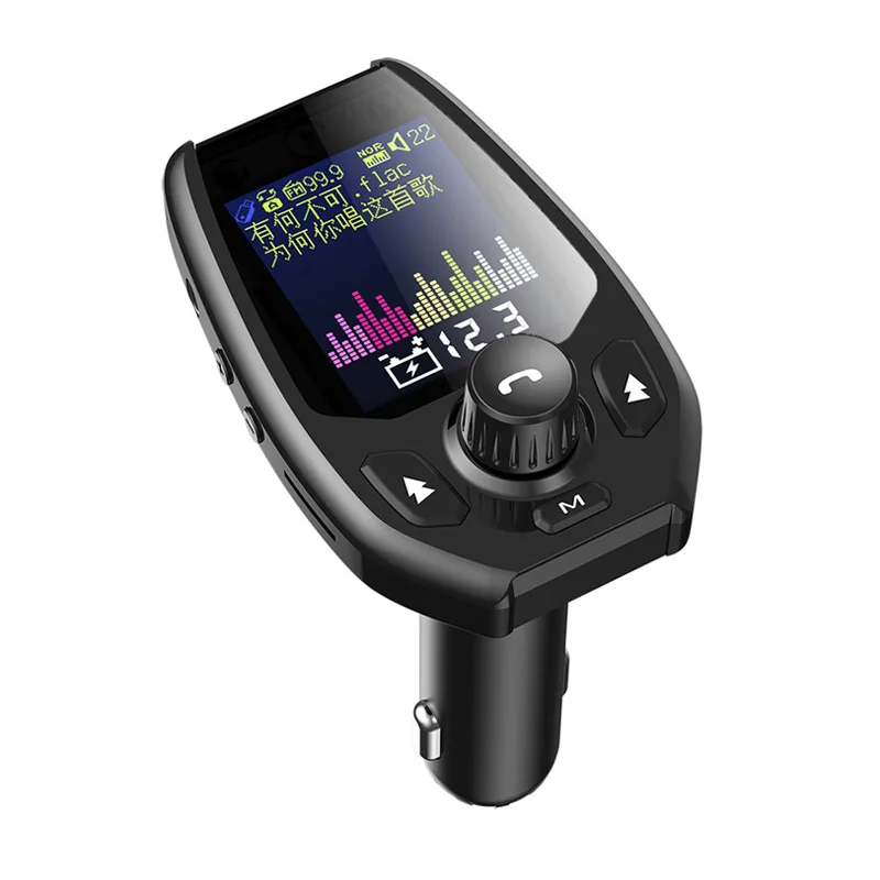 JaJaBor fm-передатчик модулятор Bluetooth 5,0 автомобильный комплект громкой связи AUX 1,8 дюймов Большой экран Поддержка TF карта U воспроизведение диска