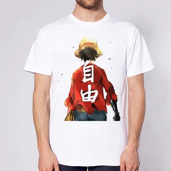 

Lus Los New One Piece T-Shirt Men The Pirate King T Shirt Mens Luffy Tshirt Summer Tees Japanese Anime Cotton Short Sleeve Men's