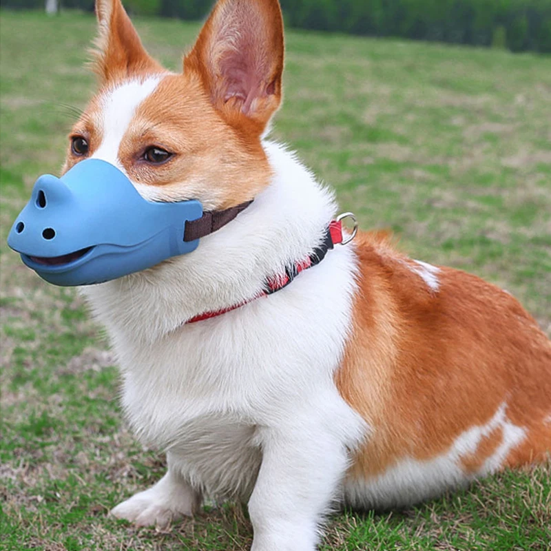 Pet Dog Muzzle Rhino-shaped Muzzle Anti-barking and Anti-bite Pure
