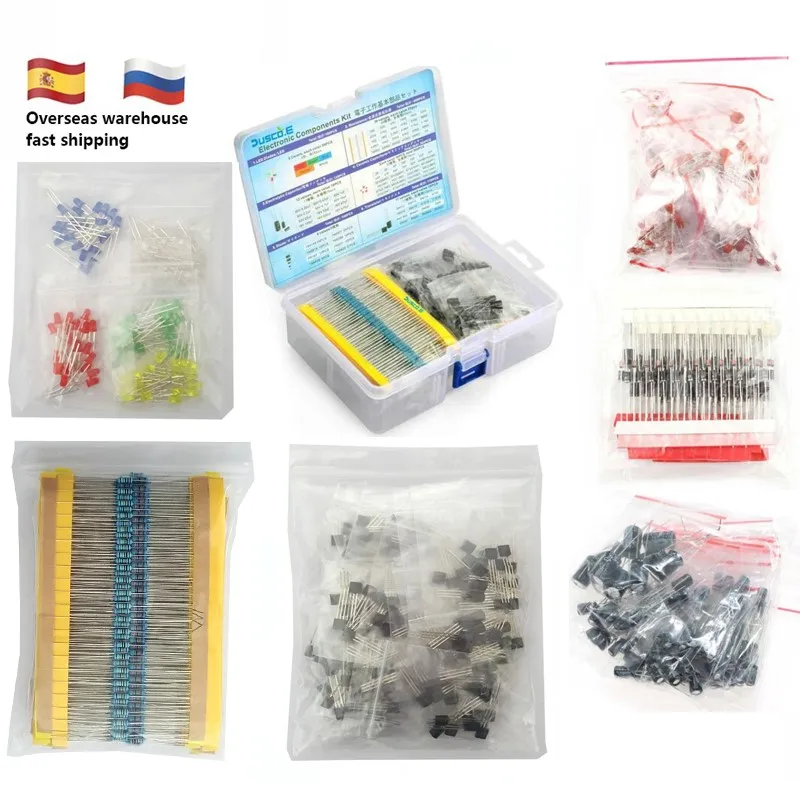 B KIT Набор электронных компонентов всего 1390 шт. светодиодный триодный диод емкость PNP/NPN LCR TO-92 транзистор набор резисторов для ESR-T4 тестер - Цвет: B KIT