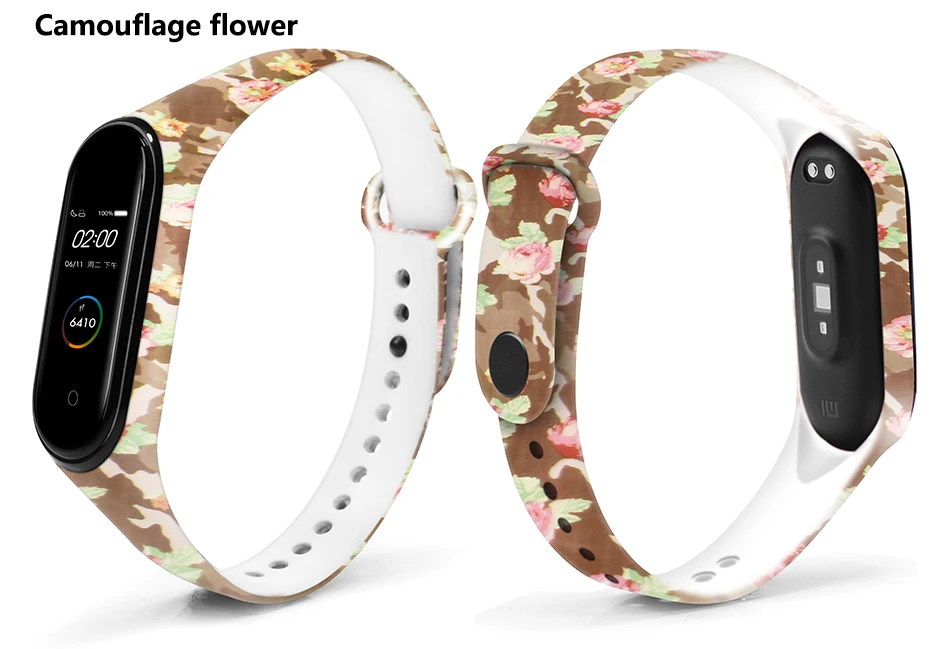 BOORUI mi band 4 ремешок умные аксессуары персонализированный принт различные цветы силиконовый сменный ремешок для xiaomi mi band 3/4