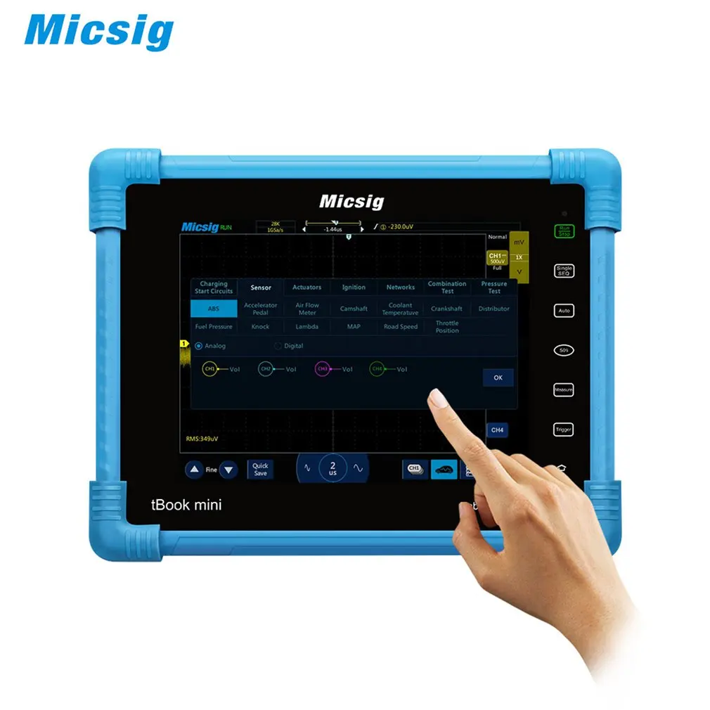Micsig ATO1102 автомобильный планшет осциллограф сенсорный 100 МГц 2CH 1GSa 28Mpt