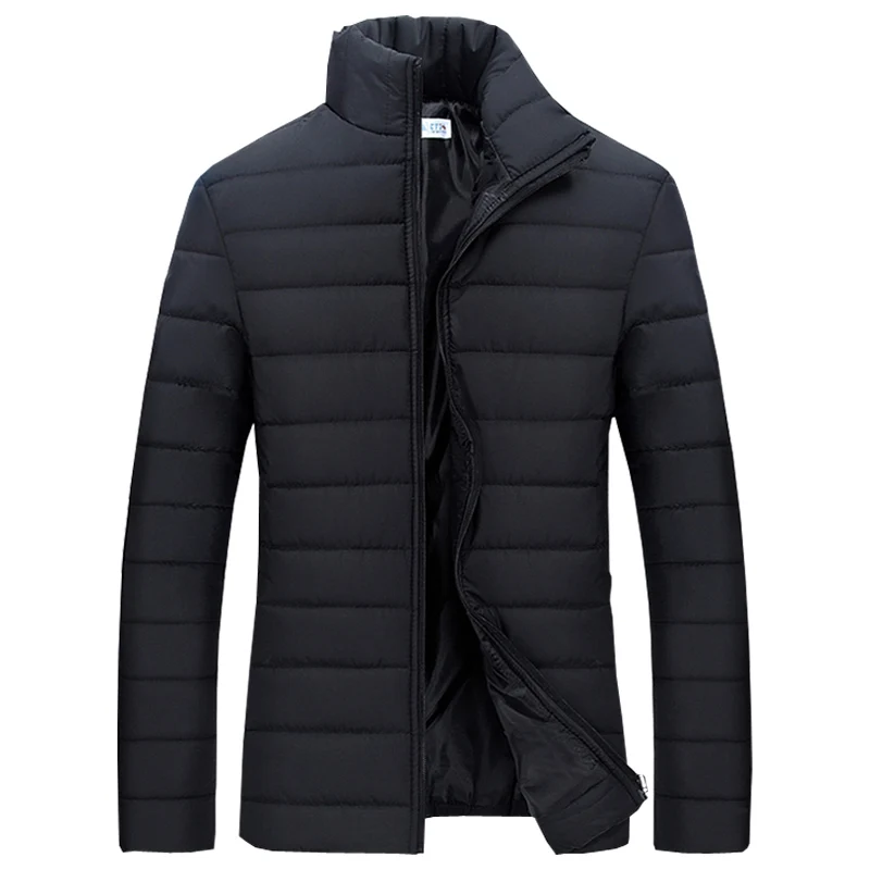 Новая зимняя куртка мужская куртка с воротником-стойкой хлопковая брендовая Модная парка мужская куртка и пальто Повседневная теплая верхняя одежда тонкий BY106 - Цвет: Черный