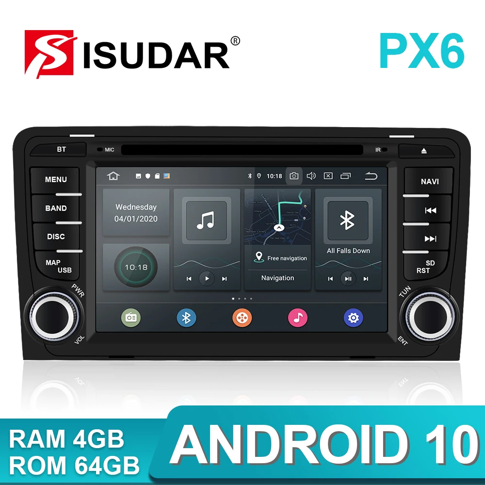 Isudar PX6 2 Din Android 10 автомобильный мультимедийный плеер GPS DVD для Audi A3 8P/A3 8P1 3 дверный