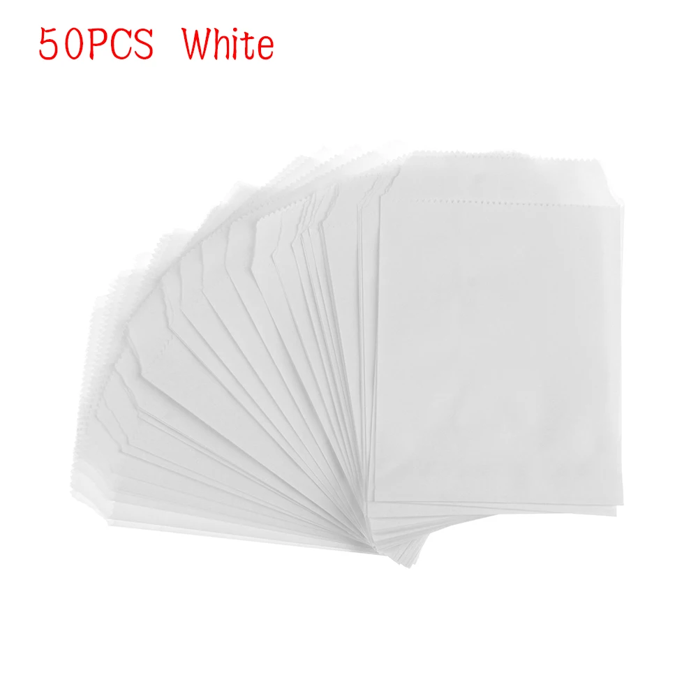 50PCS White 50 шт. Коричневый и белый цвет волна точка крафт Бумага сумка конфеты печенье пакеты для попкорна Упаковка Мешок кондитерский инструмент Упаковка Свадебная вечеринка поставки - Цвет: 50PCS White
