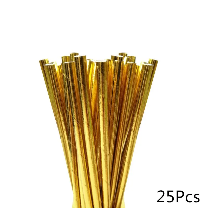 25pcs Chicinlife золотые одноразовые столовые приборы с днем рождения, бумажные стаканчики и тарелки, скатерть, салфетки, 1 день рождения, Декор, принадлежности - Цвет: 25pcs