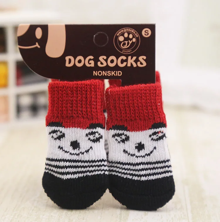Милые Мультяшные носки для собак, носки для домашних животных, нескользящие носки для кошек, четыре фута, рождественские принадлежности для домашних животных на год