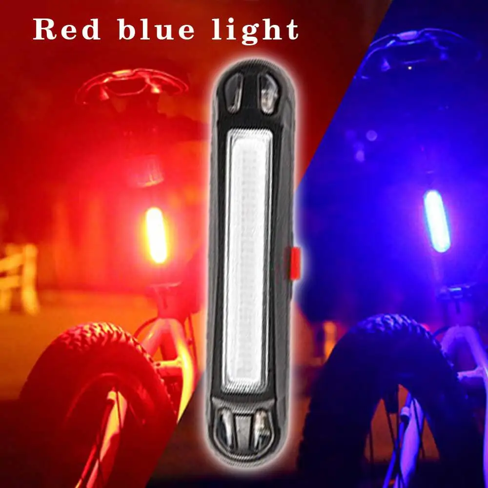red blue light 1 шт. USB Перезаряжаемые велосипедный фонарь 100 люмен COB светодиодный велосипед Велоспорт лампа для переднего и заднего фонаря велосипед аксессуары Задний светильник - Испускаемый цвет: red blue light