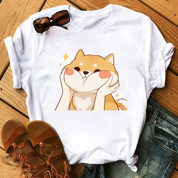 

Funny Corgi Print Women's T-shirt Summer Women Tshirt Lovely Dog Cartoon Casual Cute Girl Tees Female T-Shirt Tops Short Sleeve