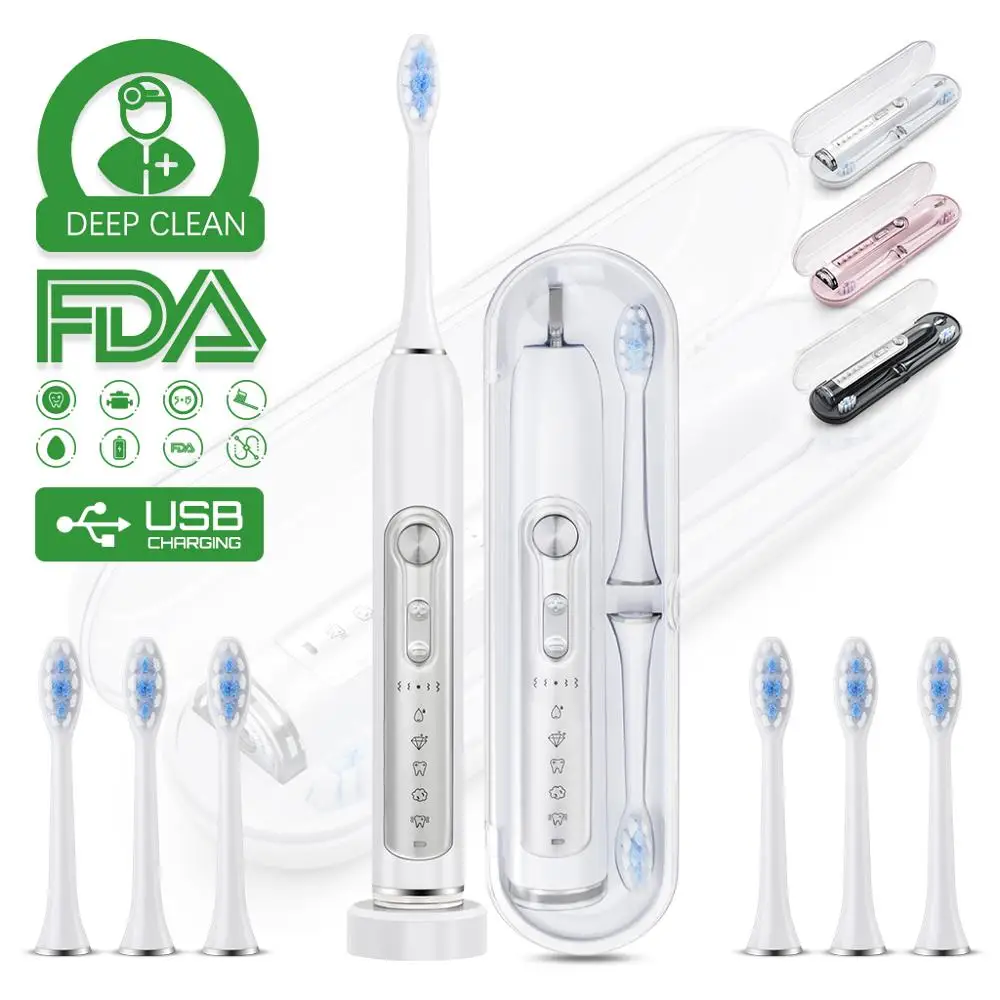 

Muttus Electric Toothbrush & Sonic Toothbrushes, Travel Case Enable, 6 Brushheads, 5 Modes 15 Brushing Experience