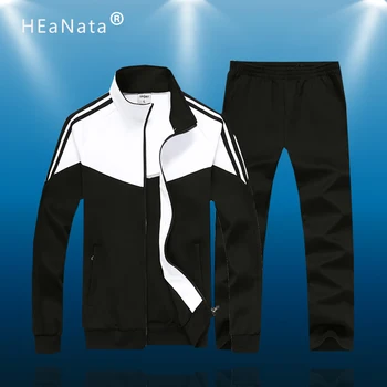 

2 Pieces Sport Sets Men New Brand Running Clothing Jacket+Drawstring Jogging Pants Male Stripe Patchwork Hoodies Tracksuit