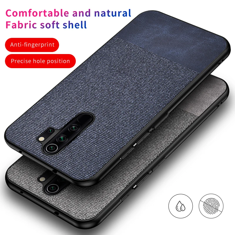 Чехол для Xiaomi Redmi Note 8 Pro с мягкими силиконовыми краями и тканевой текстурой