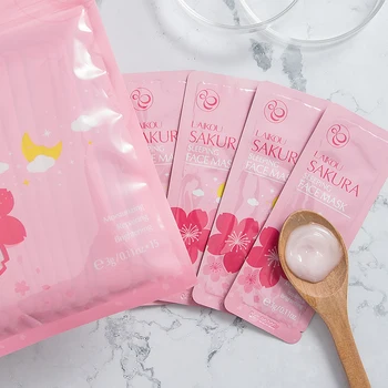 

LAIKOU Sakura Sleeping Mask No-Wash Sakura Face Masks Acne Skin Care Moisturizing Soothing Night Cream Korean Facial Mask 3g*5pc