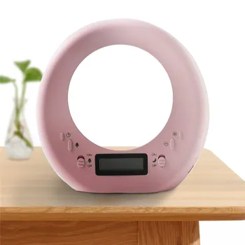 

First-Line Time Clock Night Light USB Charging Moon Clock Light Bedside Round LED Table Lamp ABS luminaria 30AUG12