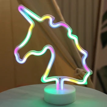 

Cute Led Neon Light Colorful Rainbow Neon Sign 2 IN 1 USB Chargeable and Battery Neon Lamp Room Home Party Wedding Decoration