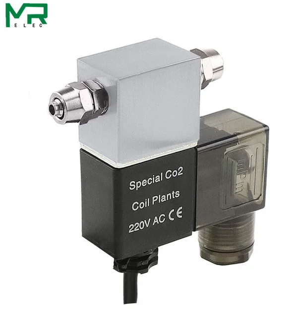 Silvery WyinAquarium 1,6 W 110 V-220 V CO2 Магнитный Соленоидный клапан Регулятор низкого Температура CO2 аквариума Электрический электромагнитный клапан - Цвет: Silvery