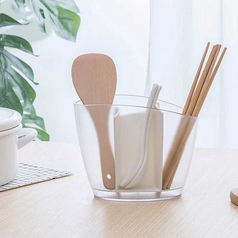 Kitchen Tableware Storage Rack Detachable Household Cutlery Storage Tube Plastic Drainable Desktop Tableware Container