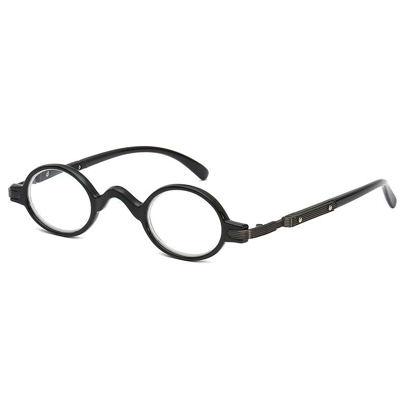 Small Oval Reading Glasses Men Women Retro Round Hyperopia Presbyopia Eyewear Glasses with Diopter+1.0 1.5 2.0 2.5 3.0 3.5 4.0 - Цвет оправы: Черный