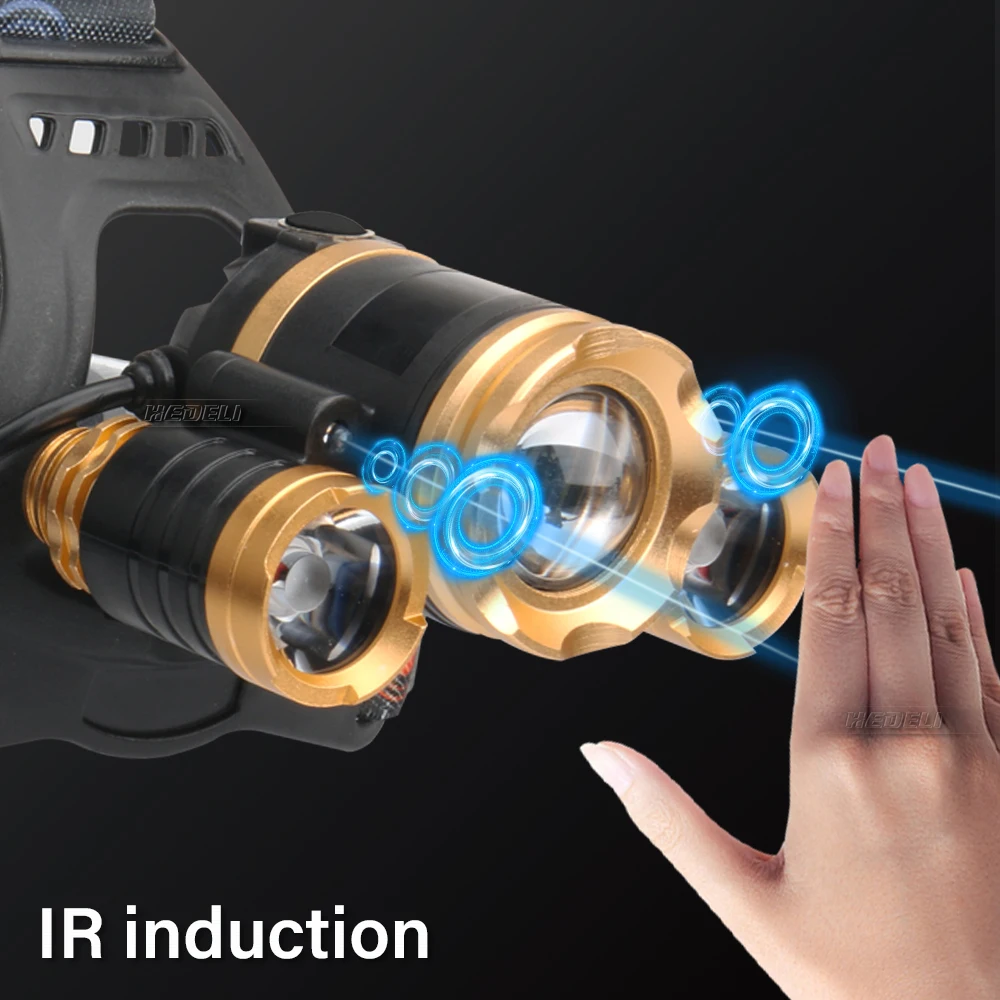 Высокий люмен xml t6 ИК датчик головной светильник Головной фонарь светодиодный usb