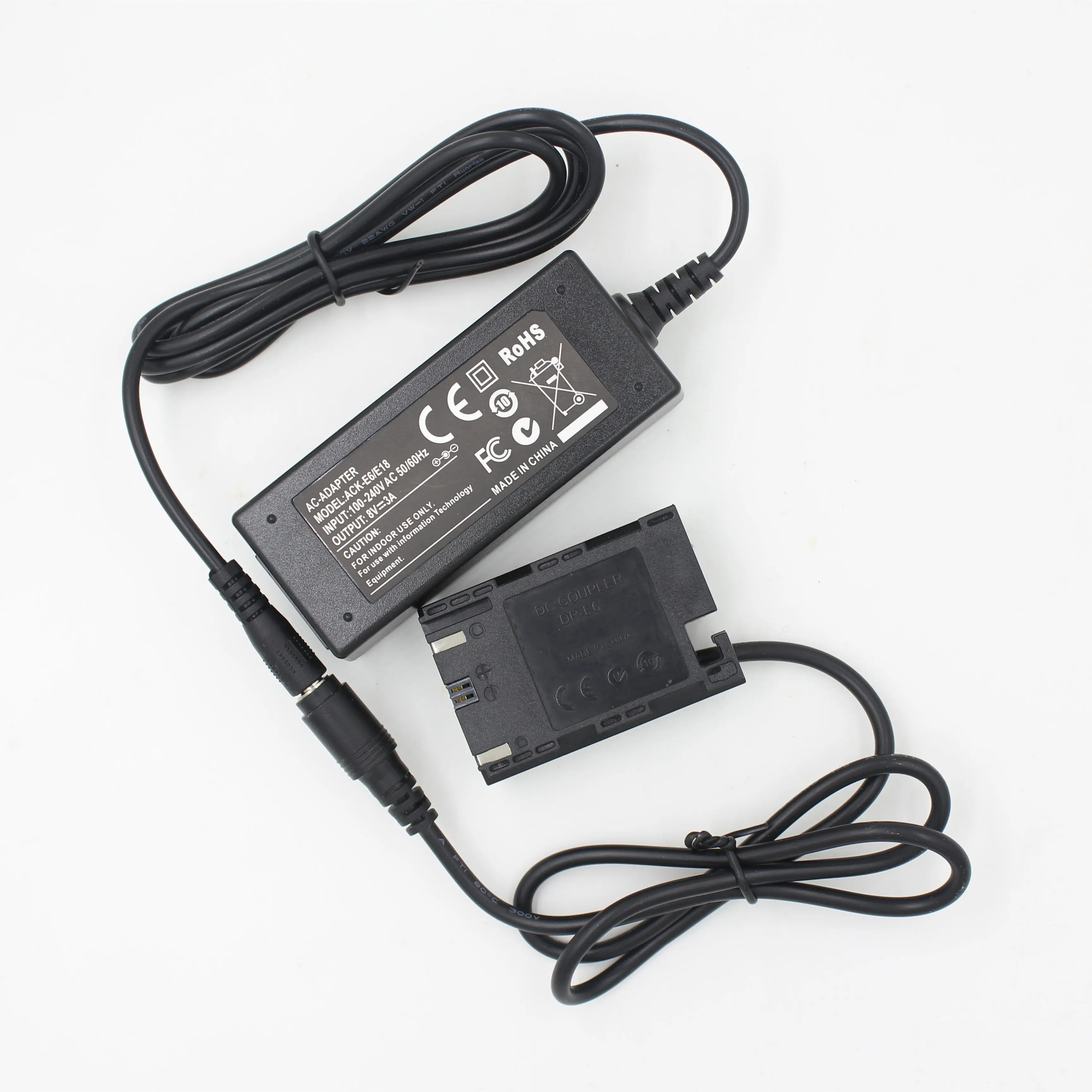ACK-E6 AC Power Adapter Charger kit with DR-E6 Full decoded DC Coupler fit for Canon EOS 5D Mark II III IV 70D/7D 60D/6D 5DS 5DR |
