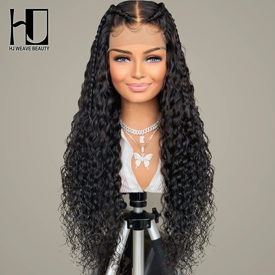 Brasileño Pelo Rizado profundo peluca con malla Frontal pelucas de cabello humano para las mujeres negras de la onda profunda 13x4 Glueless peluca Frontal de encaje Prelucked cabello