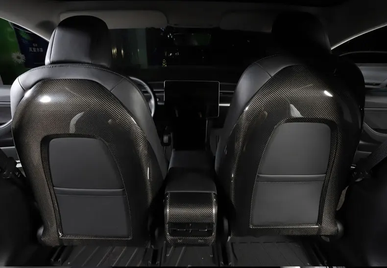 LUCKEASY True Подседельный штырь из углеродного волокна на спине для Tesla модель 3- Размер Подседельный штырь из углеродного волокна задняя защита патч 2 шт./компл