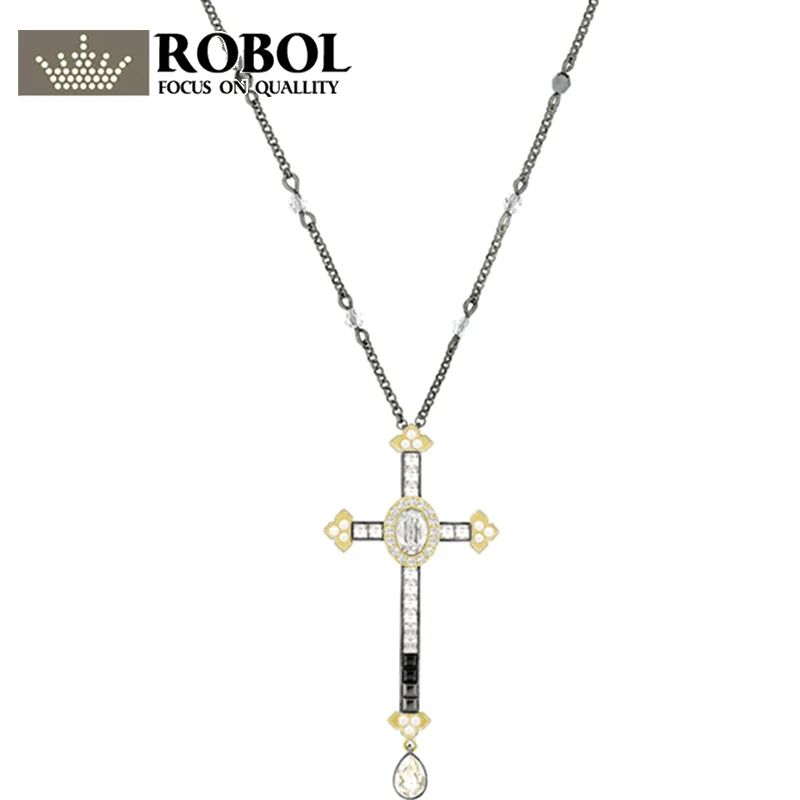 

RLLEN Original SWA Jewelry MILLENNIUM CROSS New Crystal Cross Necklace Copy Jewelry Woman Necklace Bohemian Style