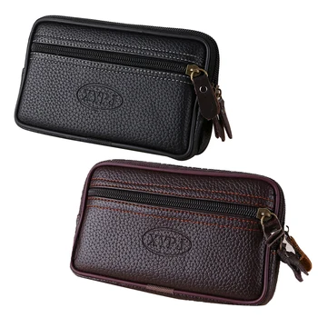 

HOT!!! Men Vintage Faux Leather Fanny Pack Waist Bag Travel Hiking Phone Holder Purse Double Layer Waist Bag Durable card holder