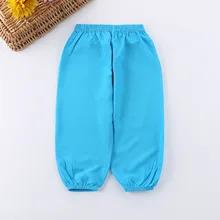 Детские противомоскитные штаны хлопковый Шелковый детский фонарь для девочек мужские летние длинные тонкие свободные штаны для маленьких мальчиков