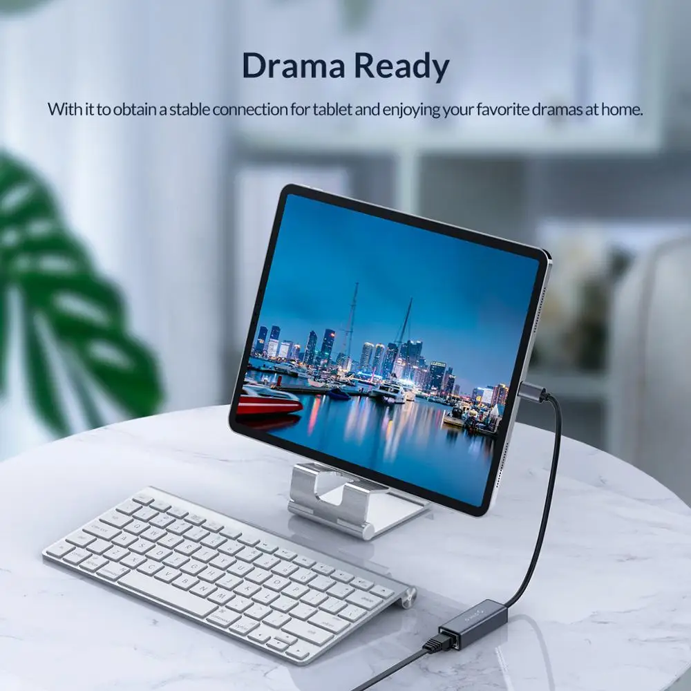 ORICO Type C к RJ45 алюминиевый Ethernet Lan адаптер USB2.0/3 0 Gigabit Network Card10/100/1000 Мбит/с для MacBook Pro