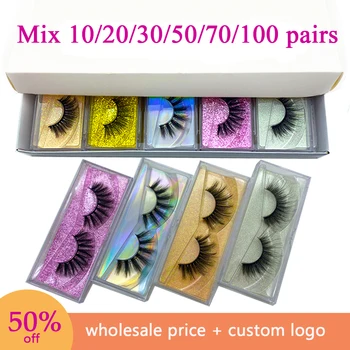 

GTGDHNY Mink Eyelashes 40/50/100/200pcs 3D Mink Lashes Natural False Eyelashes Long Set faux cils Bulk Makeup wholesale lashes